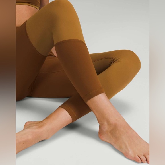 Lululemon Copper Brown & Bold Beige Nulu Color Block High Rise Leggings (Size 4) - Picture 5 of 6